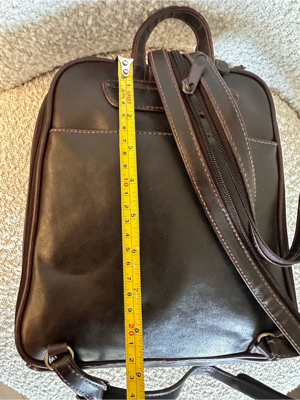 Rosetti Backpack Purse Brown Faux Leather Sling Or Regular Backpack Zip Up Strap
